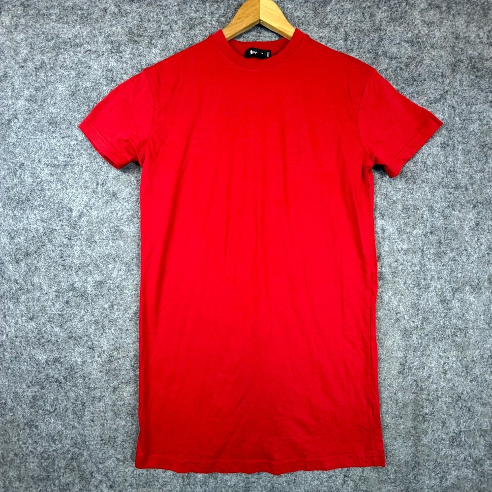 Missguided T Shirt Dress‎ Womens 0 Red Cotton Crew Neck Casual Short Sleeve